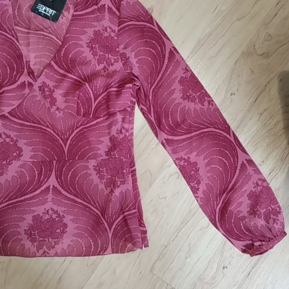 ESPRIT Collection Floral Sheer Top Blouse M - Picture 8 of 14
